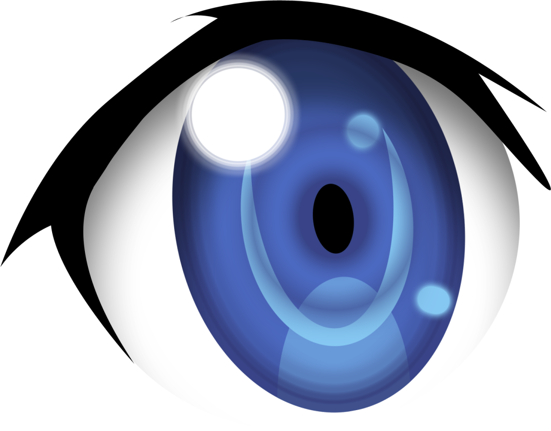 an eye with blue pupil