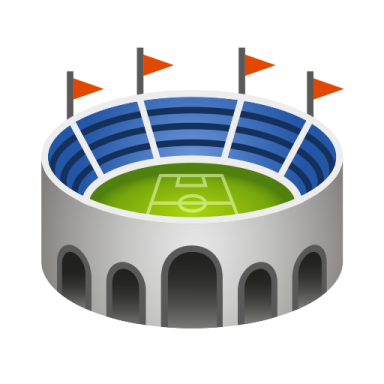 a soccer stadium with blue and green seats