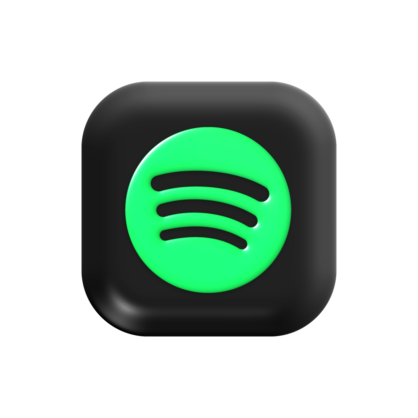 a black square button with a green logo
