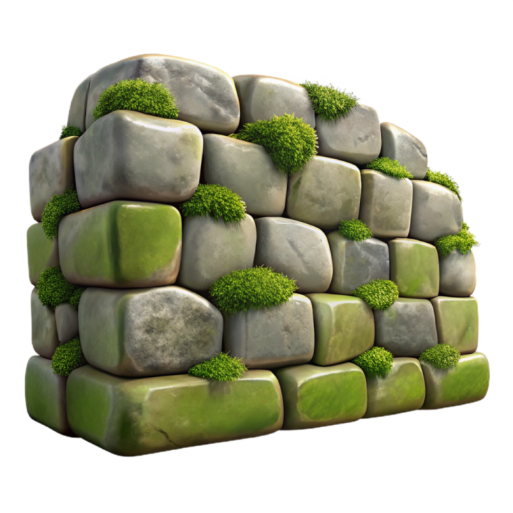 a pile of rocks with green moss growing on top
