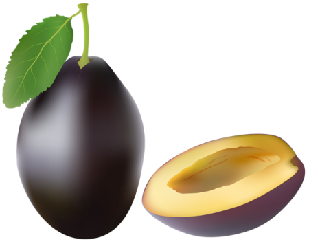 a whole and half of an olive with a green leaf