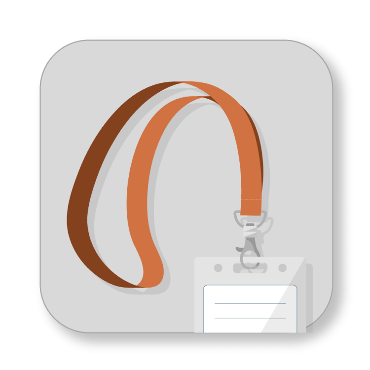 a badge with a name tag attached to it