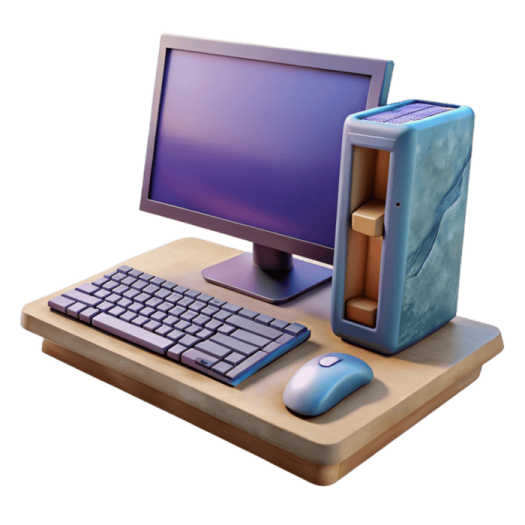 a computer sitting on top of a wooden desk