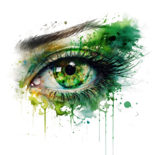 a watercolor painting of an eye