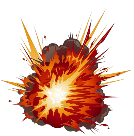 an explosion of red and orange paint on white background