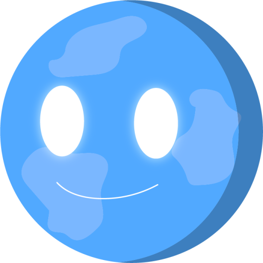 a blue smiley face with two eyes