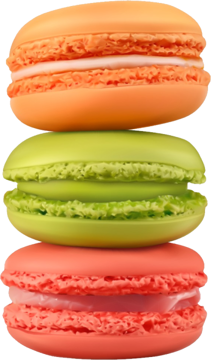three colorful hamburgers on a white background