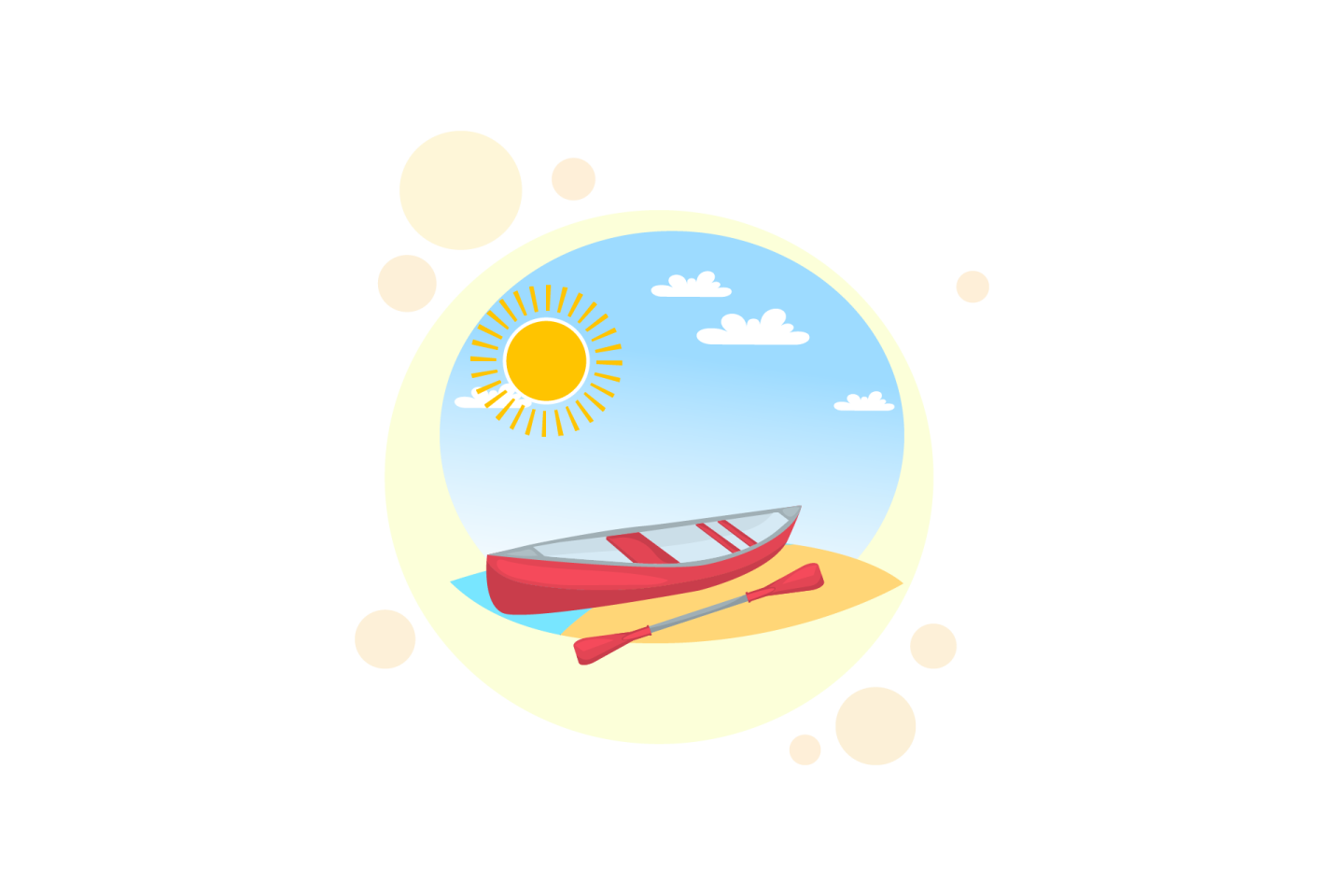 a small red boat floating in the ocean