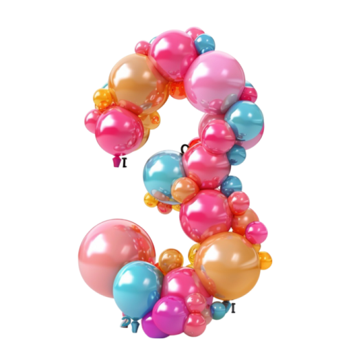 a number 3 made out of balloons