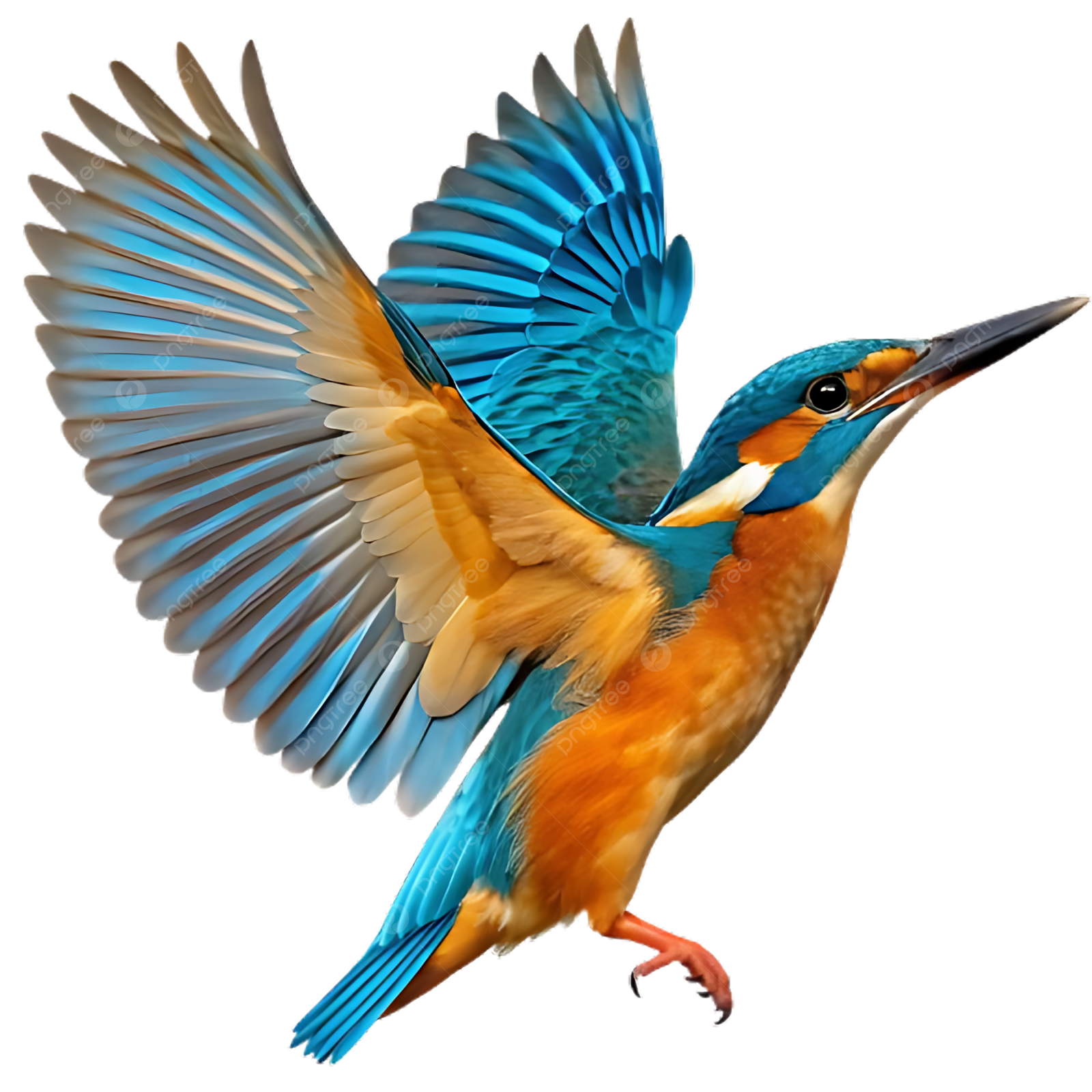 a blue and orange bird with its wings spread