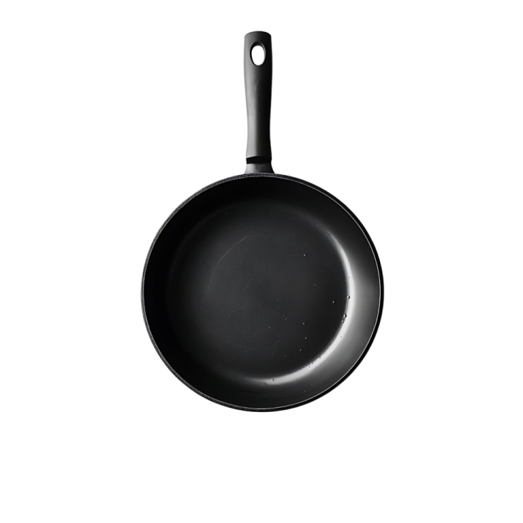 a black frying pan on a white background