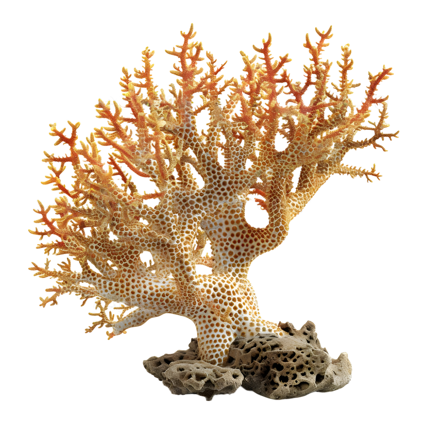 an orange and white coral on a white background
