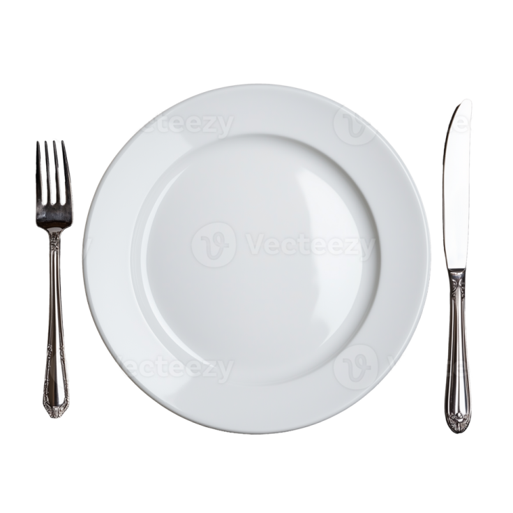 a white plate with silverware on it