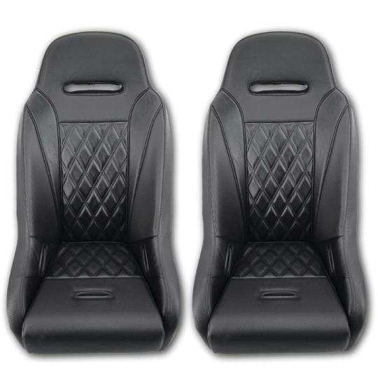 a pair of black leather car seat covers