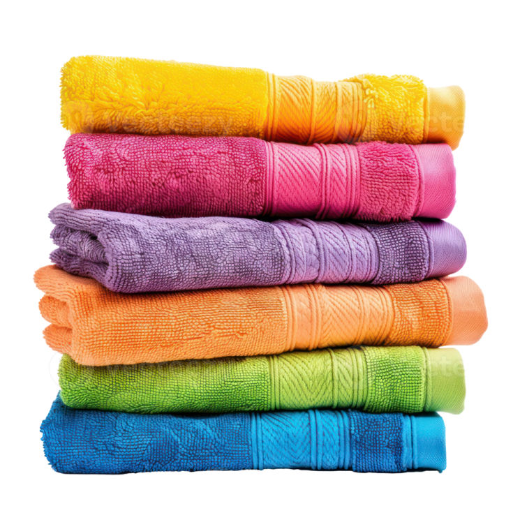 a stack of colorful towels