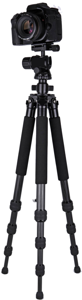 a tripod with a camera on top of it