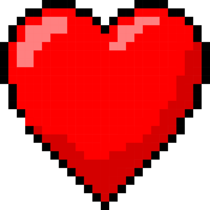 a pixeled red heart