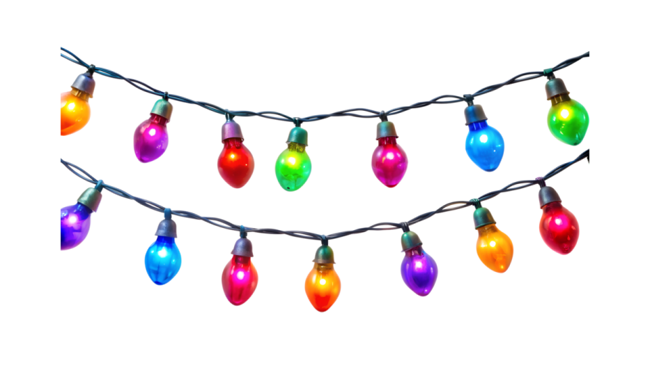 christmas lights on a white background