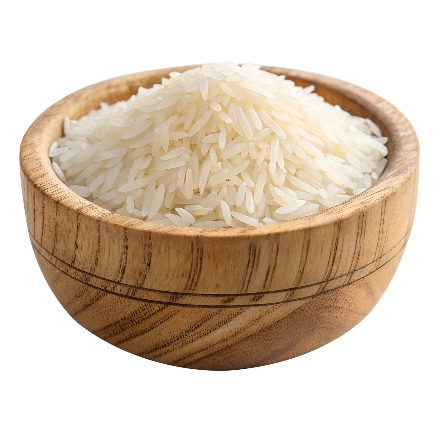 white rice in a wooden bowl