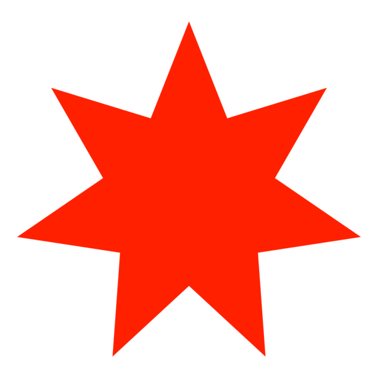 a red star with a white background