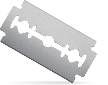 a knife blade on a white background