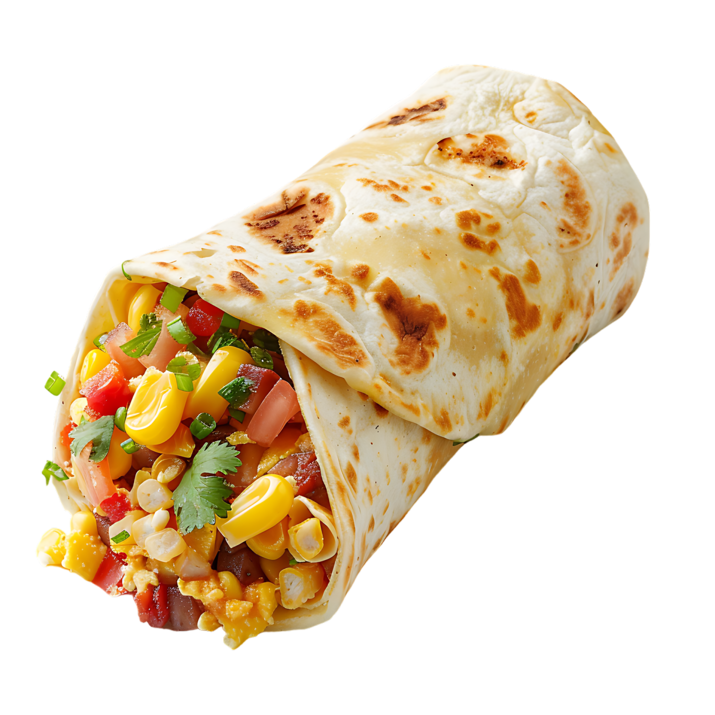 a burritoa on a white background
