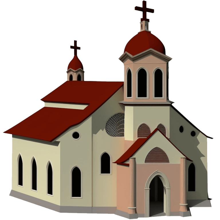 a church with a red roof