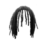 a black and white photo of a person with dread hair