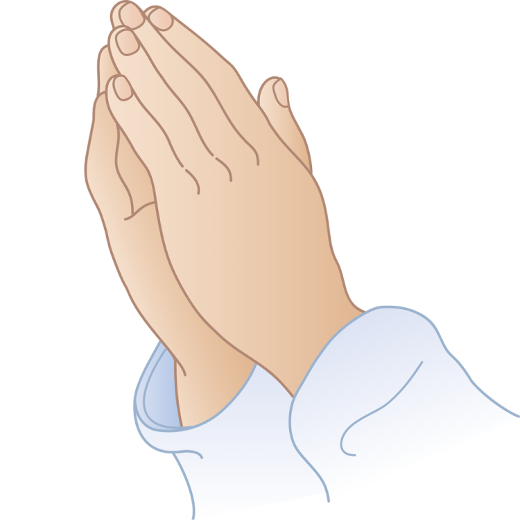 a person praying with their hands together