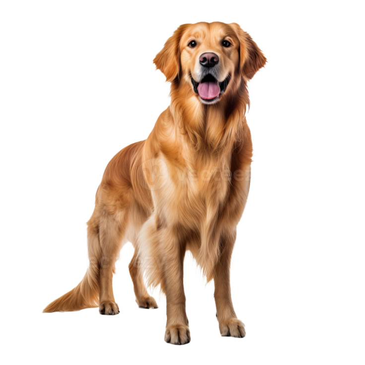 a golden retrieve dog standing on a white background