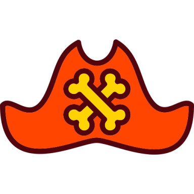 a pirate hat with a cross on it