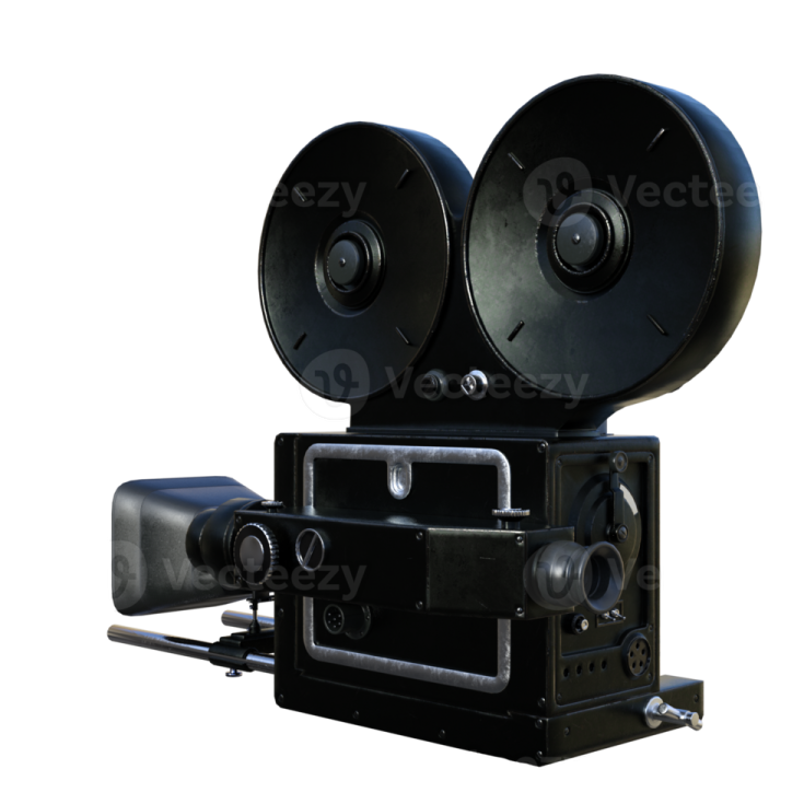 an old movie camera on a white background