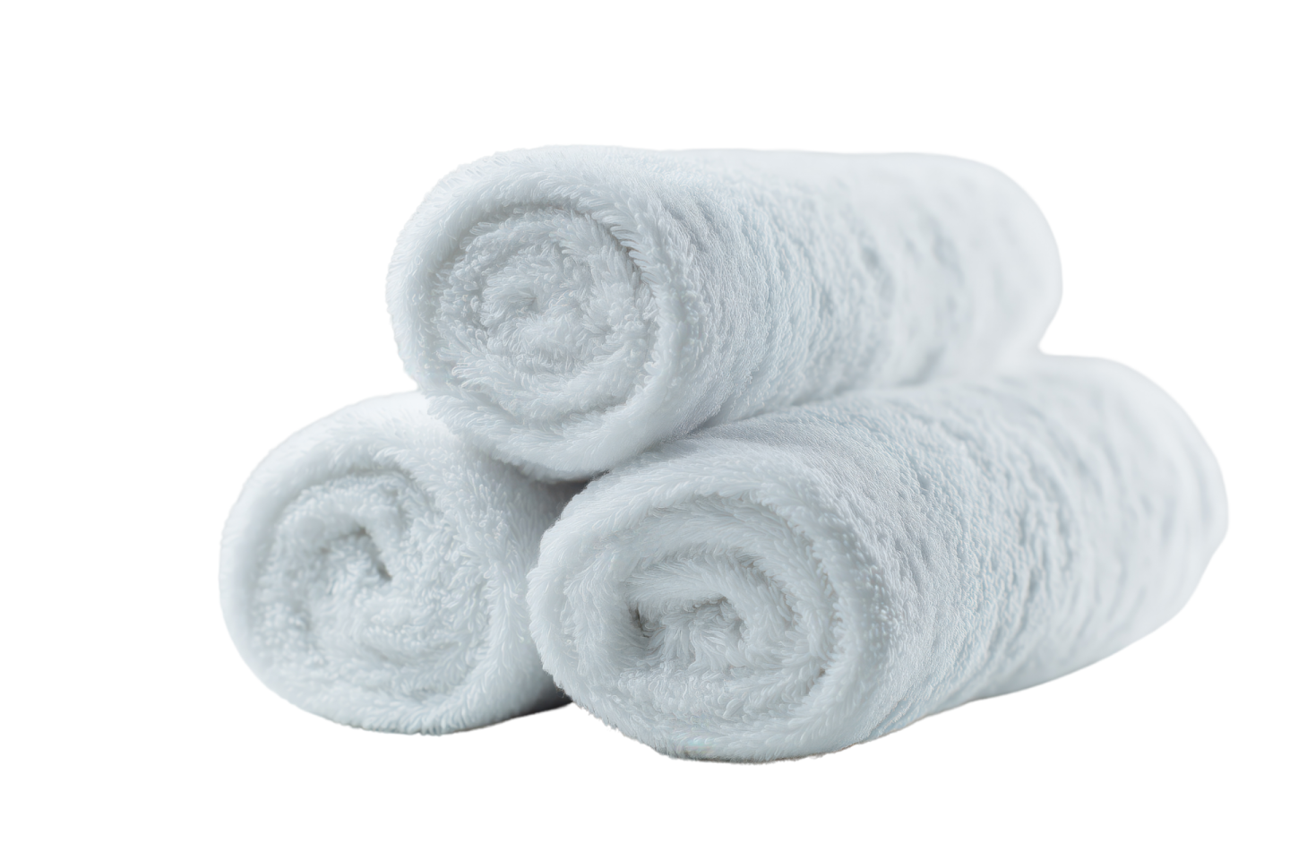a pile of white towels on a white background
