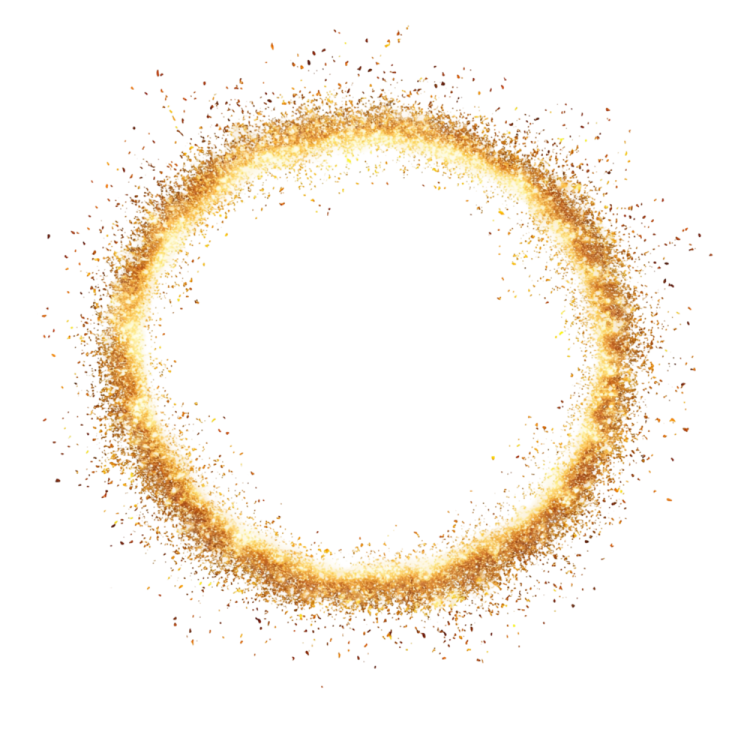 a circle made out of gold glitters