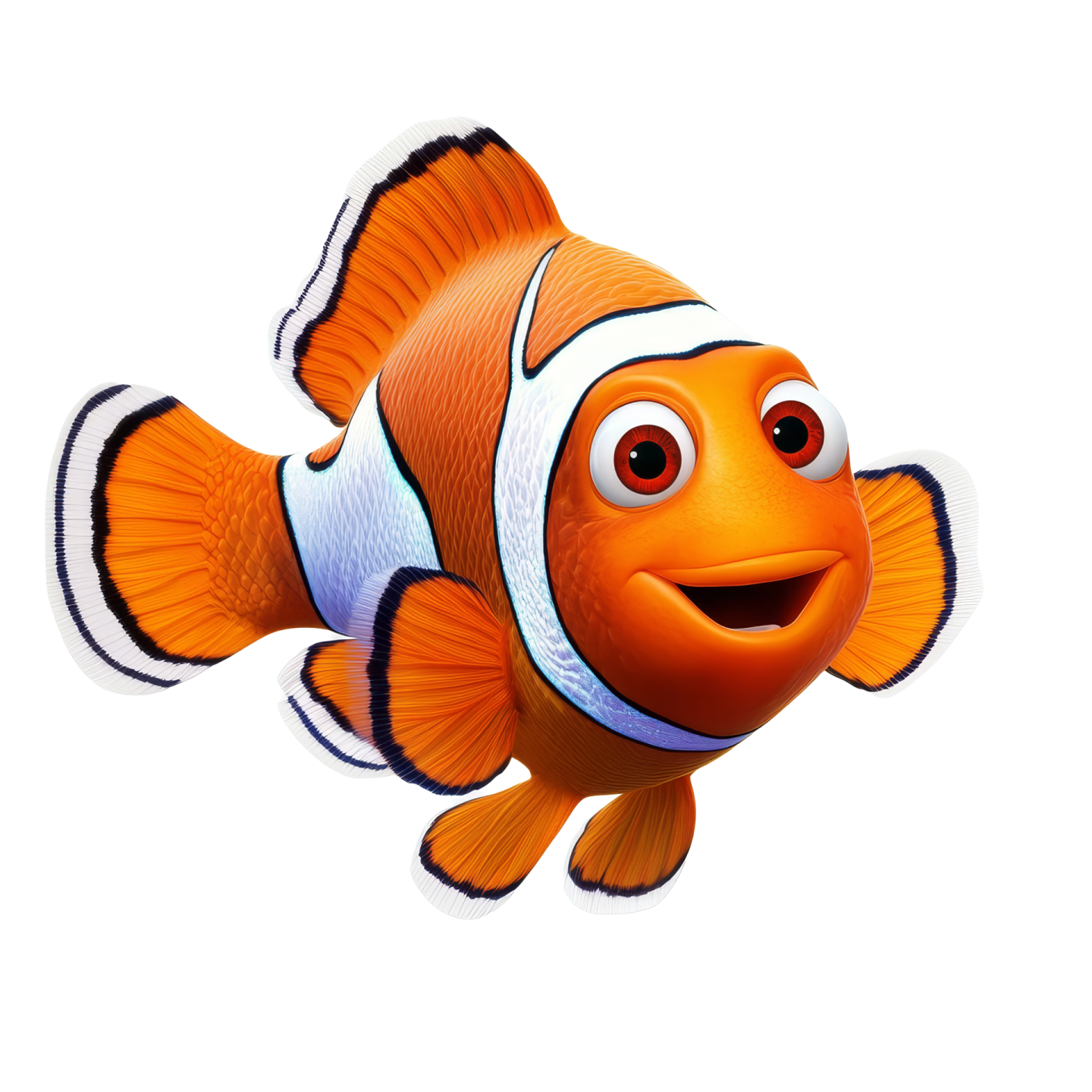 an orange clown fish with a white background