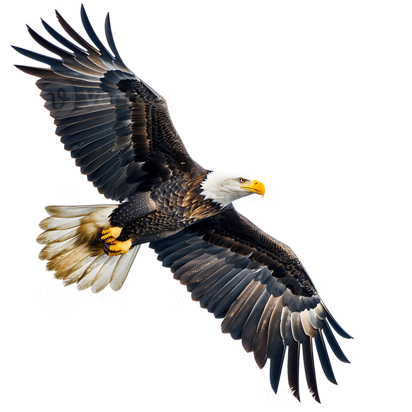 bald eagle in flight isolated on a white background