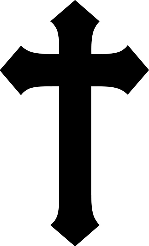 a black and white cross on a white background