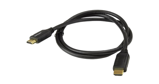 a black usb cable with a gold connector