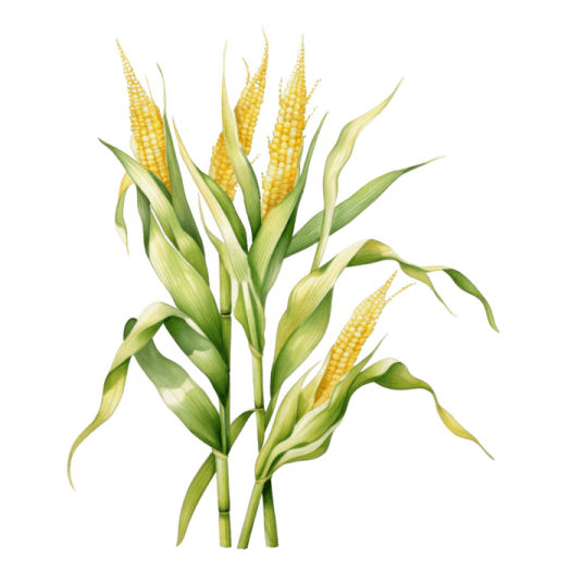 a painting of corn on a white background