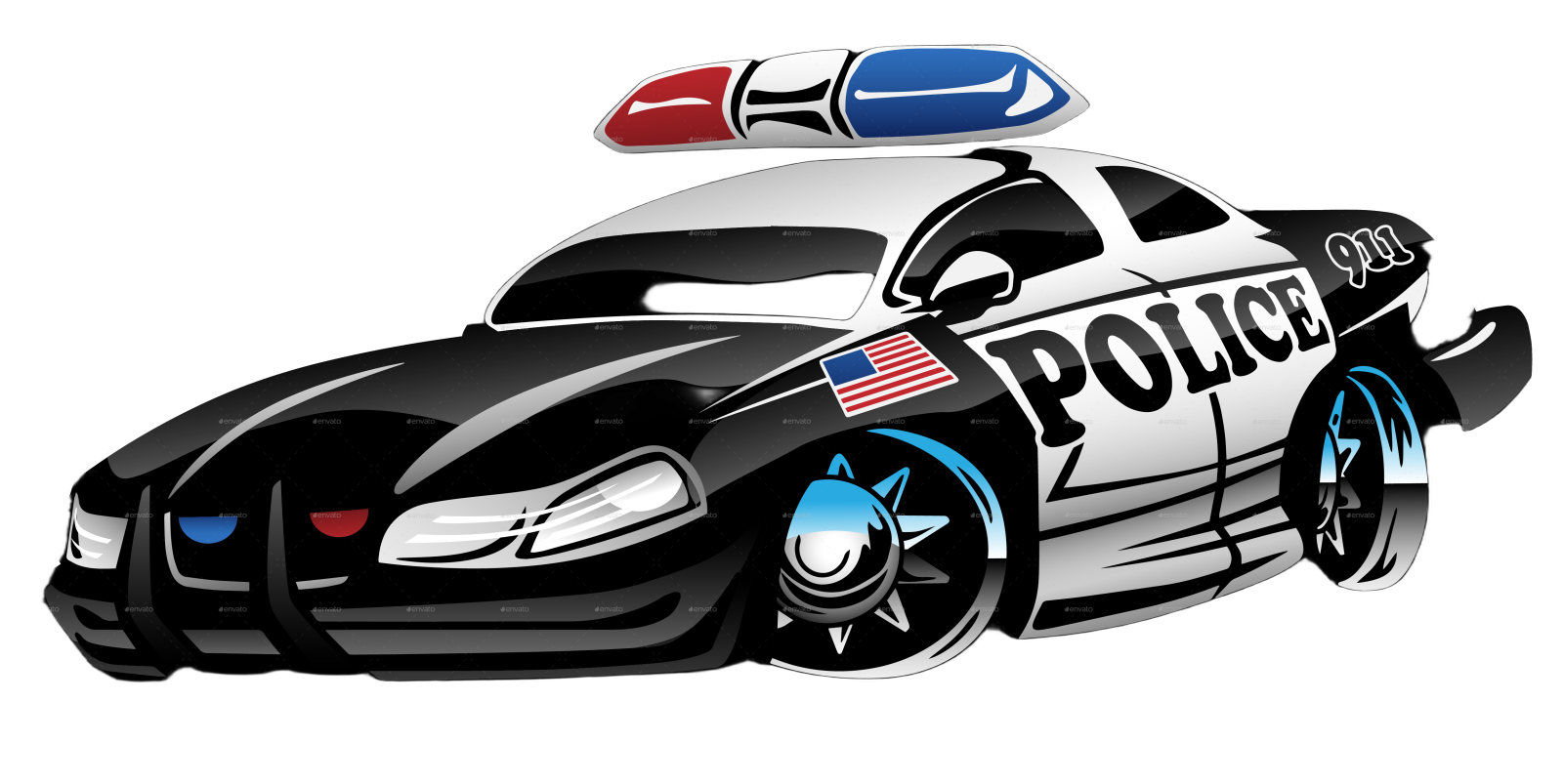a police car with the american flag on top