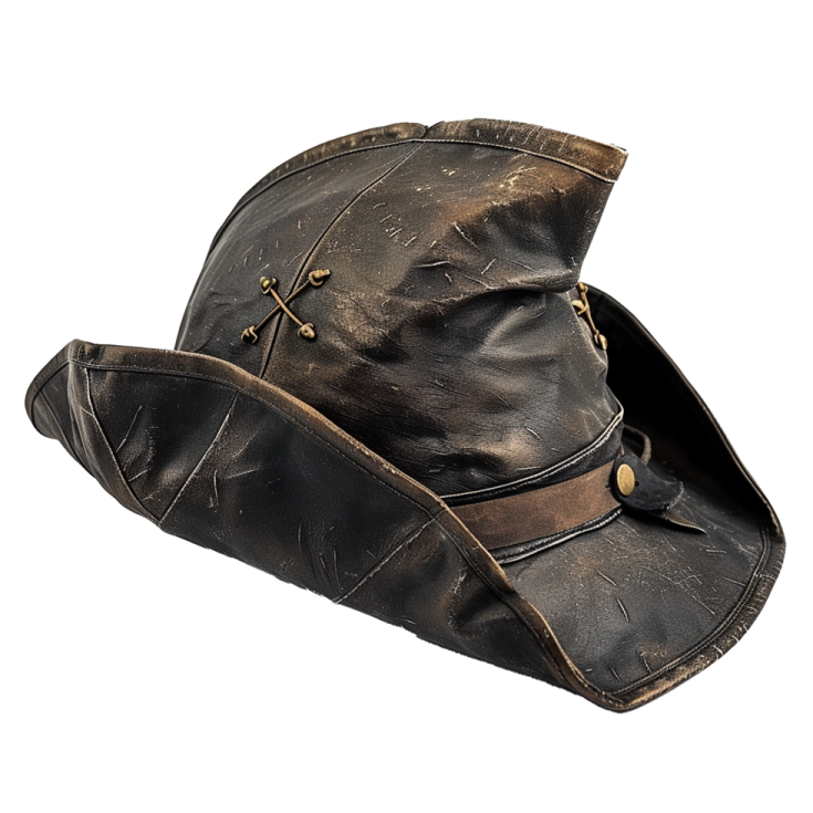 an old leather hat on a white background