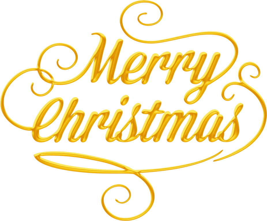 gold merry christmas lettering on white background