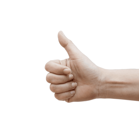 a person's hand giving the thumbs sign