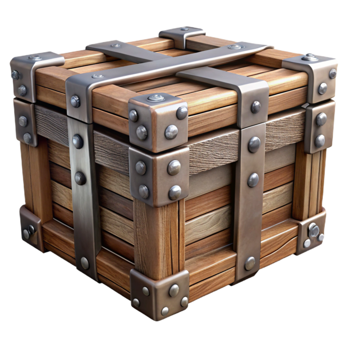 an image of a wooden box with metal handles