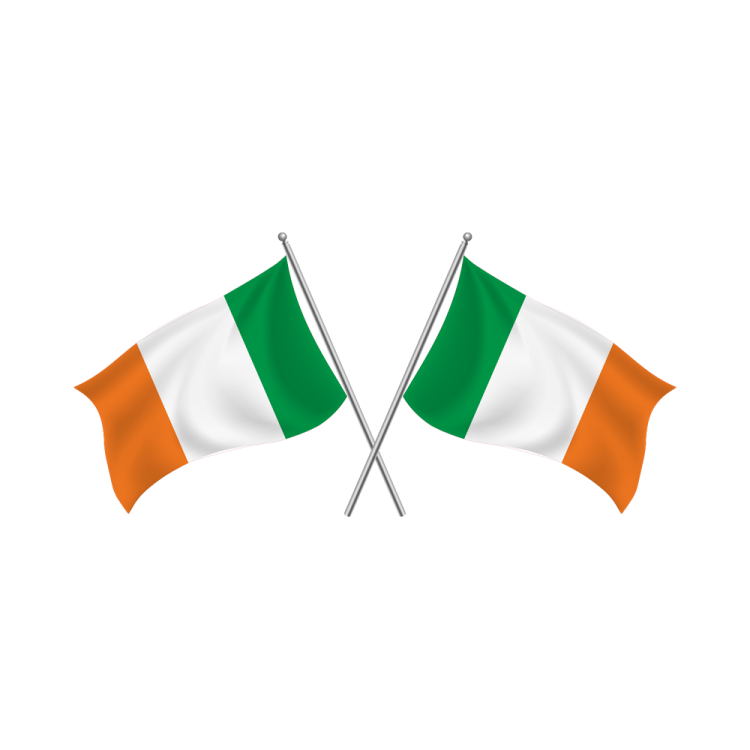 two irish and irish flags on white background