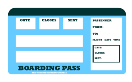 a blue boarding card with the text'boarding pass '