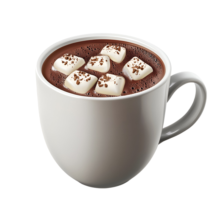 a cup filled with hot chocolate and marsh