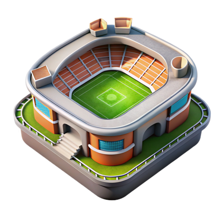 an illustration of a stadium with a soccer field