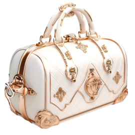 a white and gold handbag