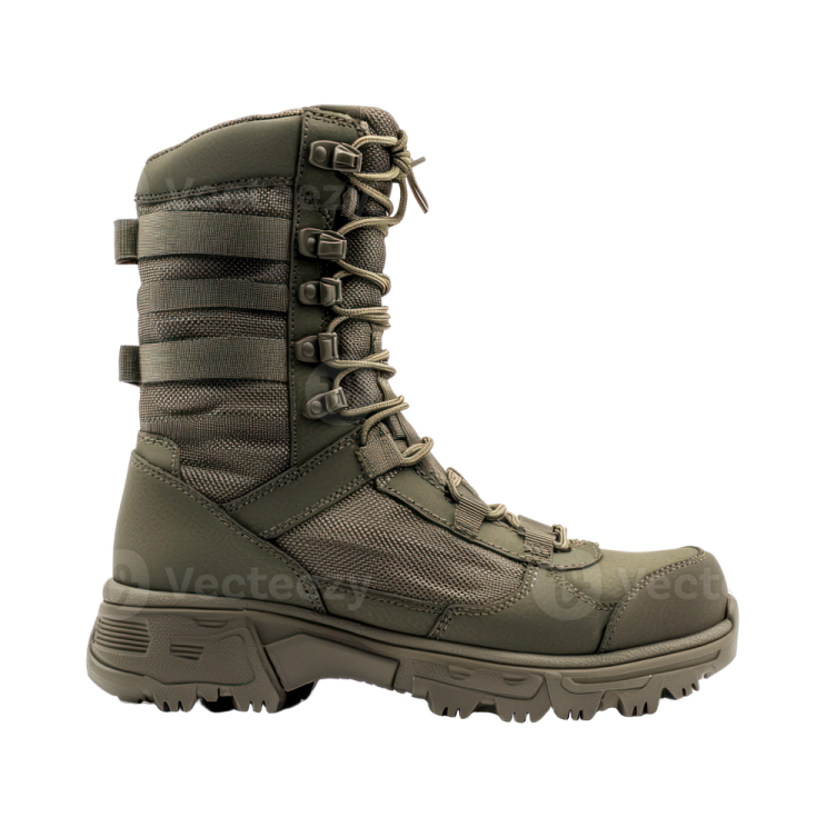 a pair of military boots on white background